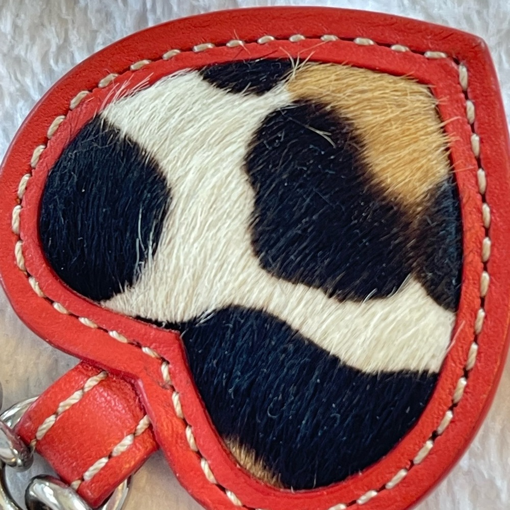 Coach collector Heart Keychain Calf Hair Animal Print Charm - Picture 4 of 6